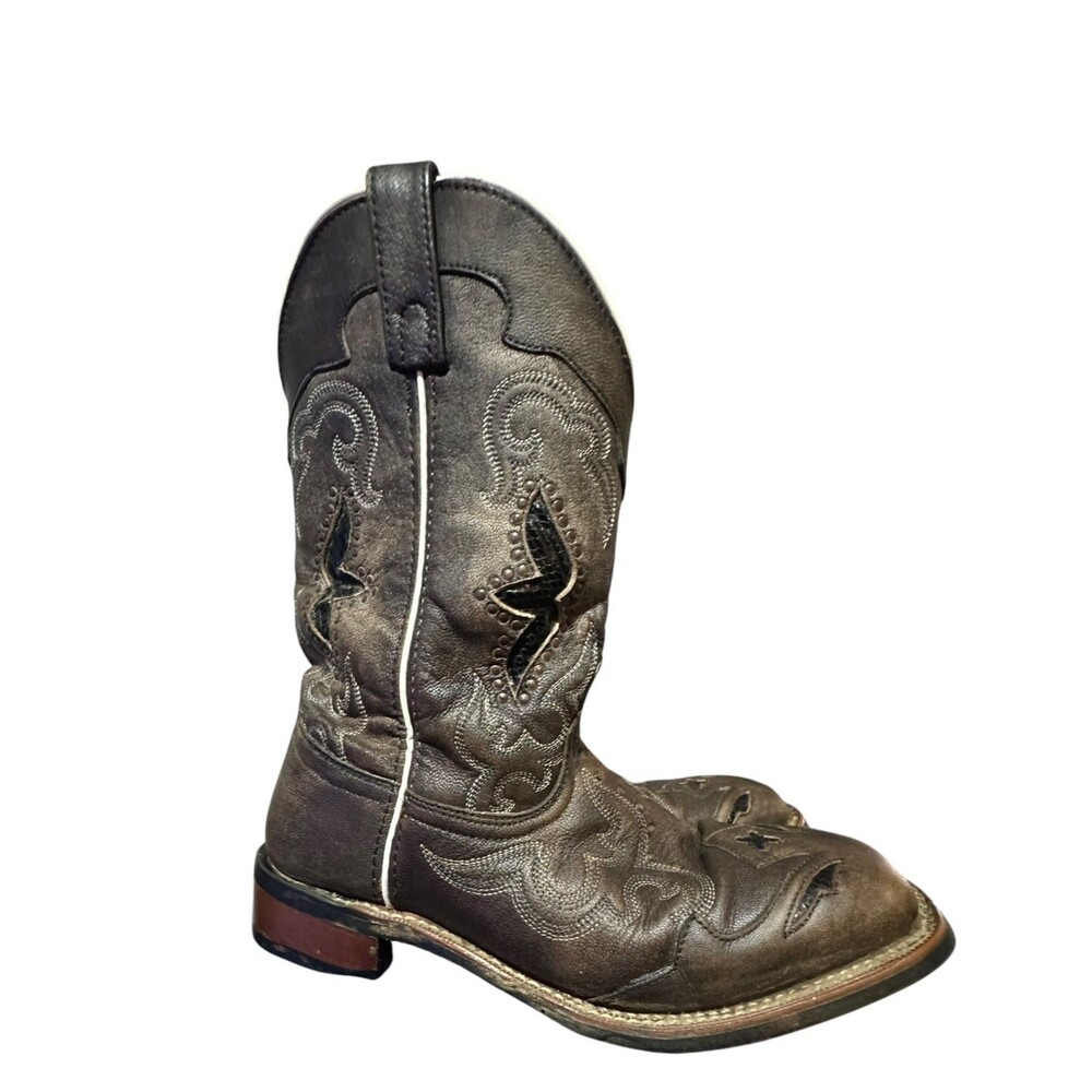 Laredo Spellbound Leather Cowboy Boots Brown Womens 11 M Cowgirl Studded 5660